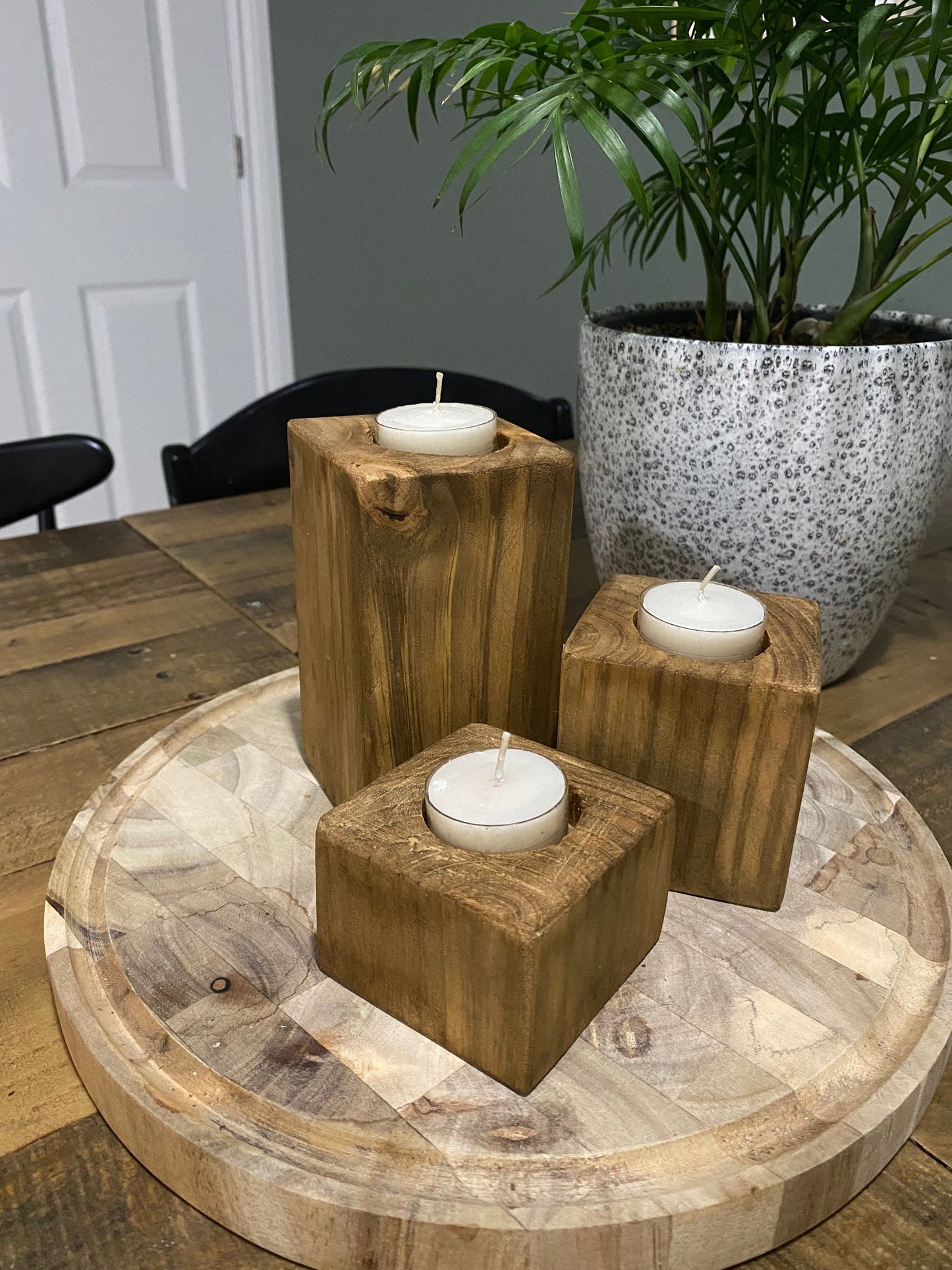 Wooden candle holders