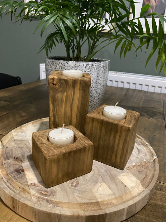 Wooden candle holders