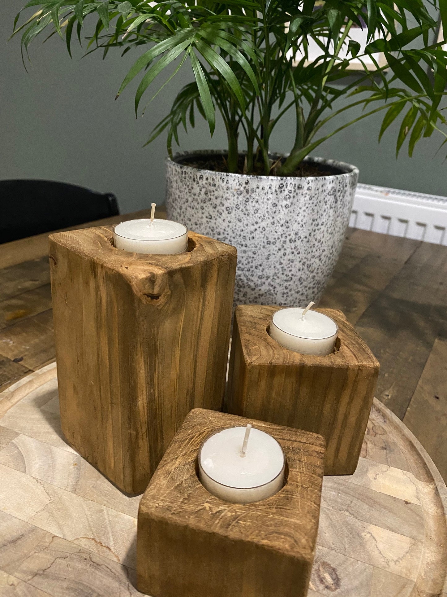 Wooden candle holders