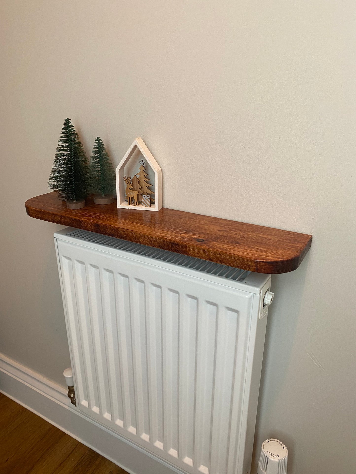 Above radiator shelves | Rounded edges | Concealed brackets | Reclaimed Pine | Solid Wood